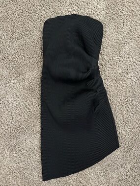 NBD Strapless Black Ribbed Mini Dress